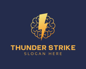 Gradient Brain Thunder logo design