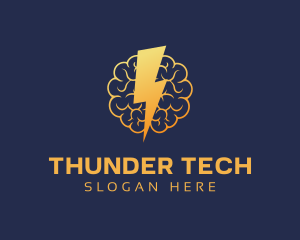 Gradient Brain Thunder logo design