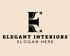 Interior Design Contractor Letter E logo design