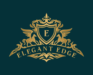 Luxury Pegasus Horse Crest logo design