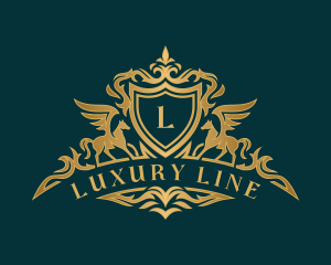 Luxury Pegasus Horse Crest logo design