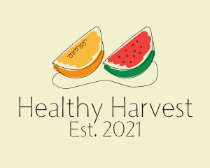Papaya Watermelon Fruit  logo design