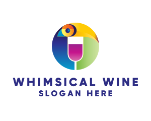 Wine Bird Badge logo design