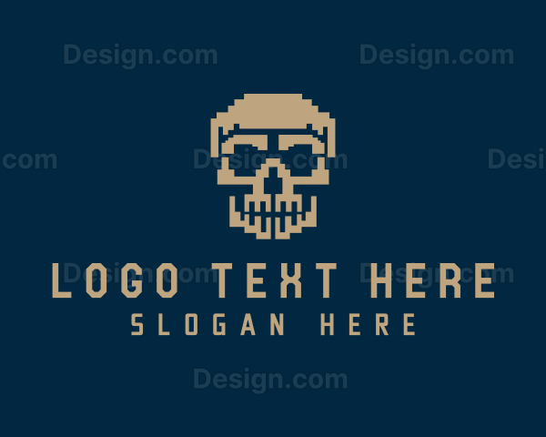 Retro Pixelated Skull Logo