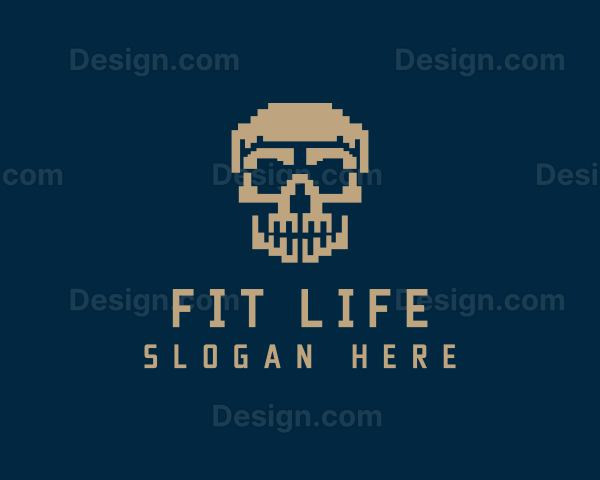 Retro Pixelated Skull Logo