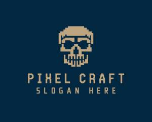 Retro Pixelated Skull logo design