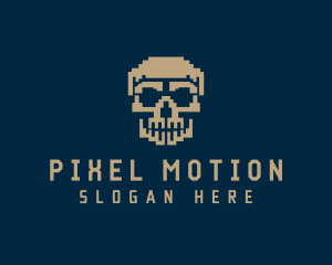 Retro Pixelated Skull logo design