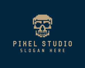 Retro Pixelated Skull logo