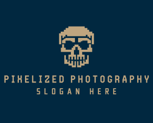 Retro Pixelated Skull logo design