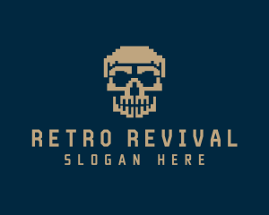 Retro Pixelated Skull logo design