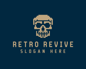 Retro Pixelated Skull logo design