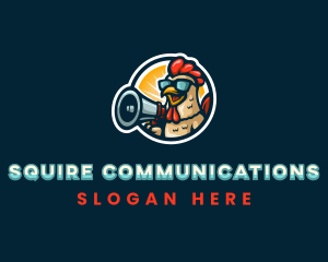 Chicken Megaphone Cartoon logo design