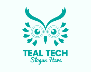 Teal Cute Owl  logo