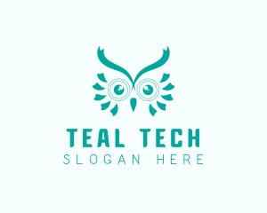 Teal Cute Owl  logo design