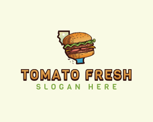 California Map Cheeseburger logo design