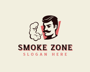 Mustache Person Smoking logo design