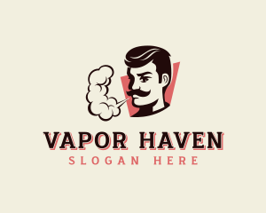 Mustache Person Smoking logo design