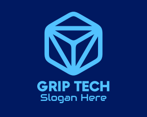 Blue Tech Cube logo design