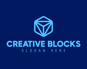 Blue Tech Cube logo design