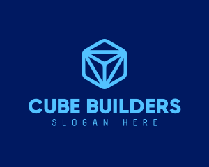 Blue Tech Cube logo design