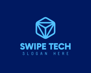 Blue Tech Cube logo design