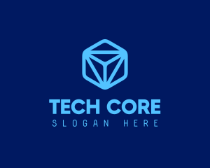 Blue Tech Cube logo design