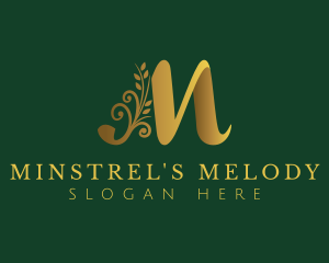 Golden Floral Letter M logo design