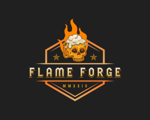 Flaming Skull Beer logo design