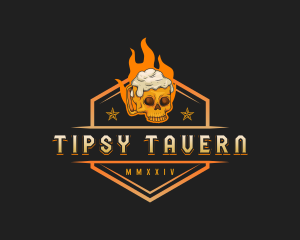 Flaming Skull Beer logo design