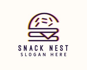 Anaglyph Cheeseburger Snack logo design