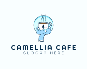 Winter Scarf Cafe logo design