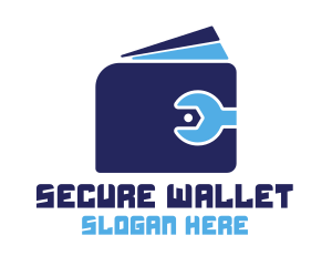 Blue Wrench Wallet logo design