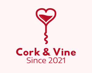 Red Heart Corkscrew logo design