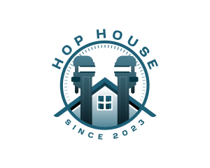 Pipe Wrench House Plumbing logo design