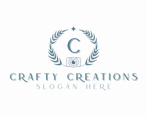 Camera Photography Wreath logo design