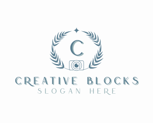 Camera Photography Wreath logo design