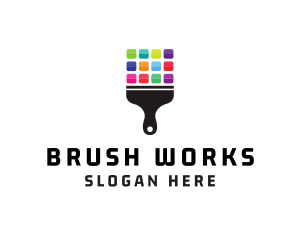 Colorful Paint Brush logo