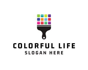 Colorful Paint Brush logo design