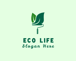 Green Eco Paint Roller  logo design