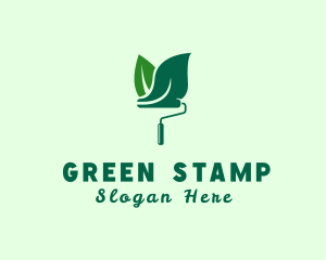 Green Eco Paint Roller  logo design