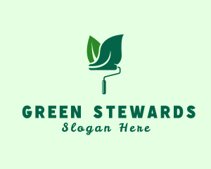 Green Eco Paint Roller  logo design