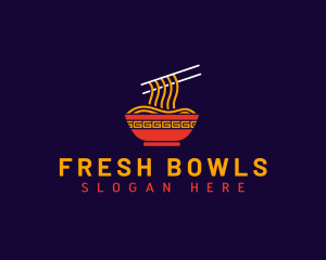 Noodle Chopsticks Bowl logo design