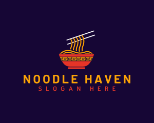 Noodle Chopsticks Bowl logo design