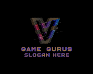 Gradient Glitch Letter V logo