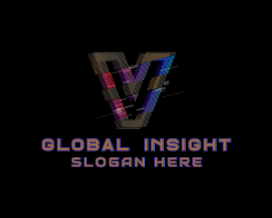 Gradient Glitch Letter V logo