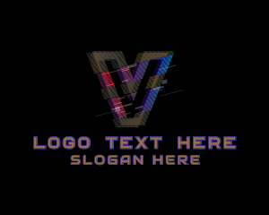 Gaming - Gradient Glitch Letter V logo design