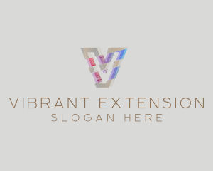 Gradient Glitch Letter V logo design