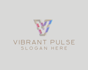 Gradient Glitch Letter V logo design