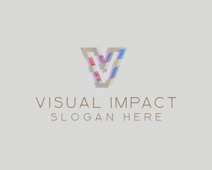 Gradient Glitch Letter V logo design