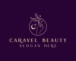 Beauty Cosmic Floral Hand  logo design